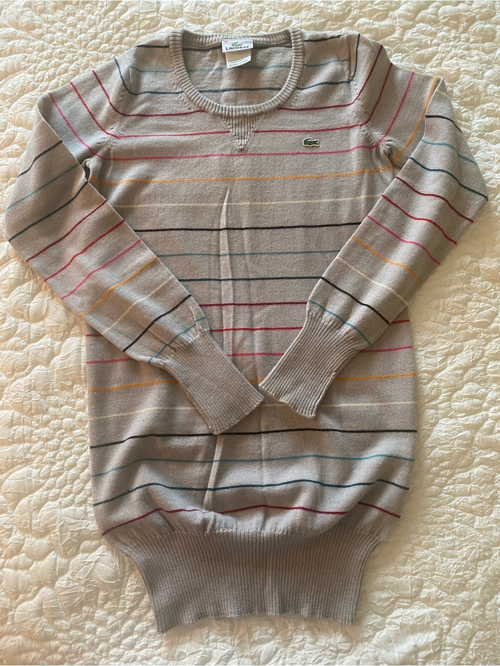 Lacoste Vintage Striped Grey Long Sweater